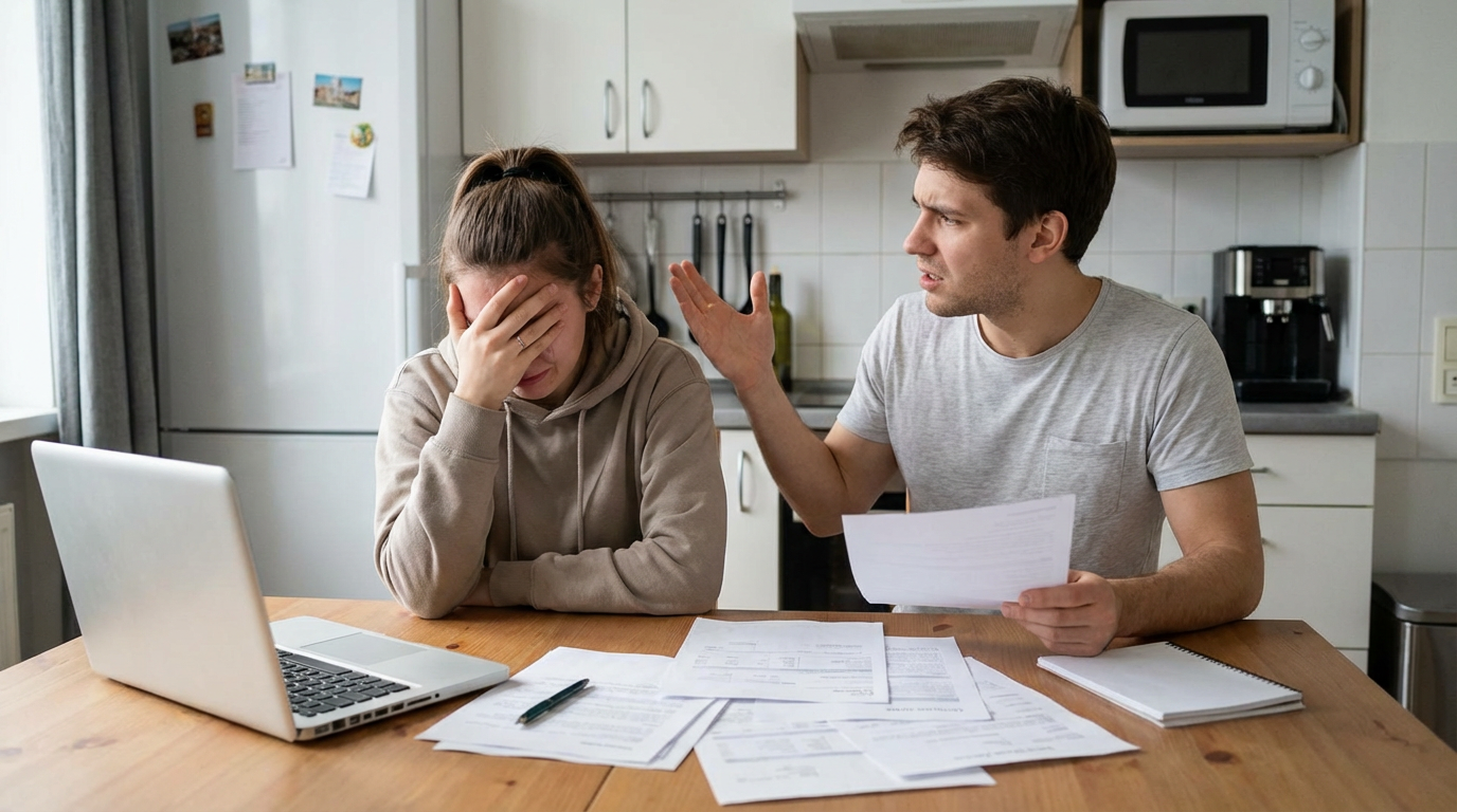 Couple stressed about money and finances