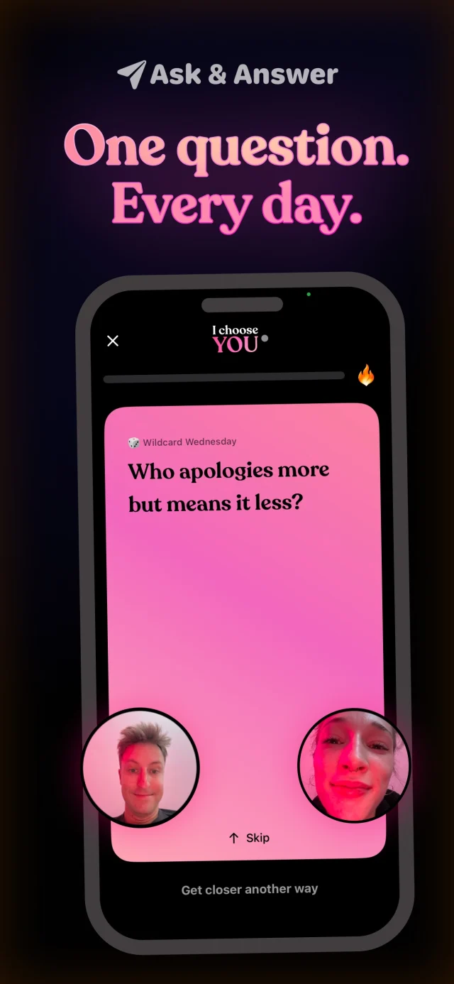 I Choose You app: one question every day, answered together