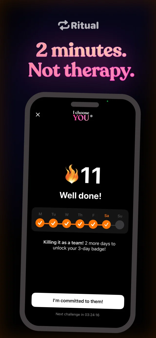 I Choose You love streak screen: 2 minutes a day, not therapy